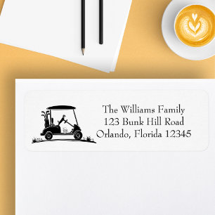 Jack Russell Terrier in golfkar retouradres Etiket