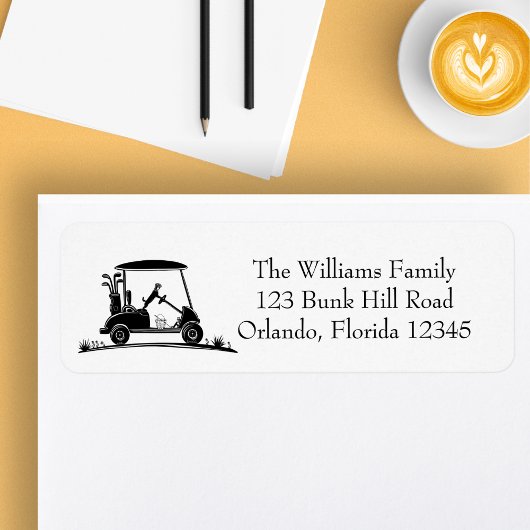 Jack Russell Terrier in golfkar retouradres Etiket