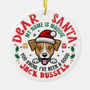 Jack Russell Terrier Kerstman Gepersonaliseerde Ke Keramisch Ornament