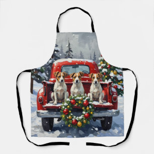 Jack Russell Terrier Kerstmis Rode Truck Winter Schort