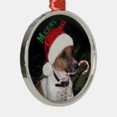Jack Russell Terrier Kerstversier Metalen Ornament (Rechts)