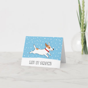 Jack Russell Terrier Laat het Sneeuwen Hond Kerstm Feestdagen Kaart