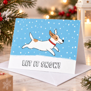 Jack Russell Terrier Laat het Sneeuwen Hond Kerstm Feestdagen Kaart