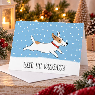Jack Russell Terrier Laat het Sneeuwen Hond Kerstm Feestdagen Kaart