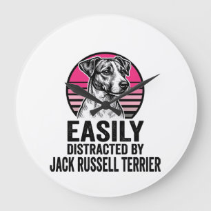 Jack Russell Terrier Licht Afleidbaar Vintage T-Sh Grote Klok