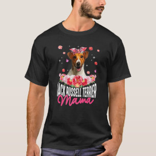 Jack Russell Terrier Mama Flower Bandana Dog Mothe T-shirt