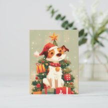 Jack Russell Terrier met Kerstboom en Cadeaus