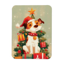 Jack Russell Terrier met Kerstboom en Cadeaus