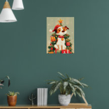 Jack Russell Terrier met Kerstboom en Cadeaus