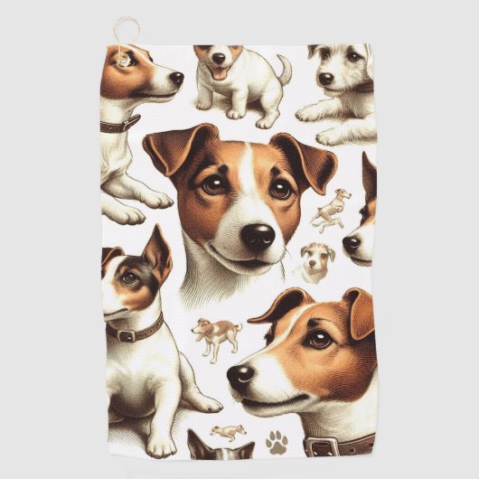  Jack Russell Terrier Naadloos Golfhanddoek (Voorkant)