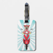 Jack Russell Terrier op Red Moped Bagagelabel (Achterkant verticaal)