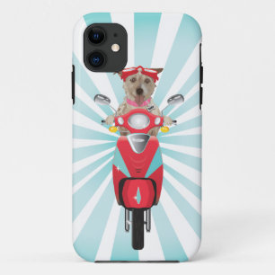 Jack Russell Terrier op Red Moped iPhone 11 Hoesje