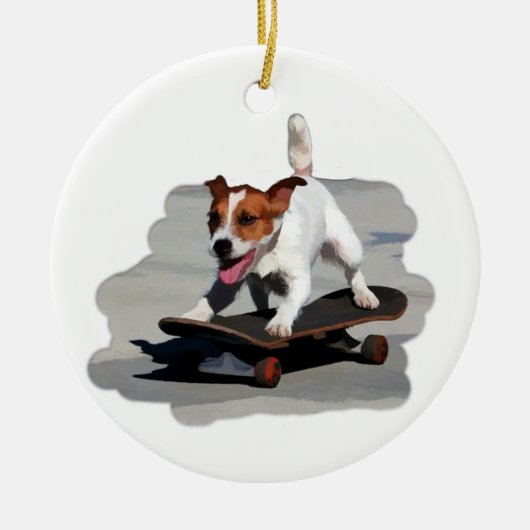 Jack Russell Terrier op Skateboard Keramisch Ornament (Voorkant)
