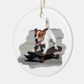 Jack Russell Terrier op Skateboard Keramisch Ornament (Links)