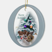 Jack Russell Terrier-Ornament met kerstcadeaus Keramisch Ornament (Links)