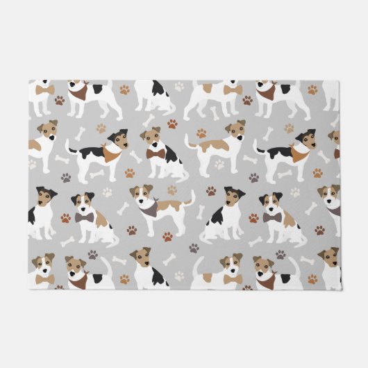 Jack Russell Terrier Pâtes et tapis de porte d'os (Devant)