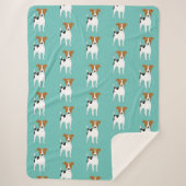 Jack Russell Terrier Pattern Aqua Sherpa Deken (Voorkant)