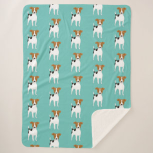 Jack Russell Terrier Pattern Aqua Sherpa Deken