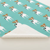 Jack Russell Terrier Pattern Aqua Sherpa Deken (3/4)