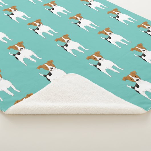 Jack Russell Terrier Pattern Aqua Sherpa Deken (3/4)