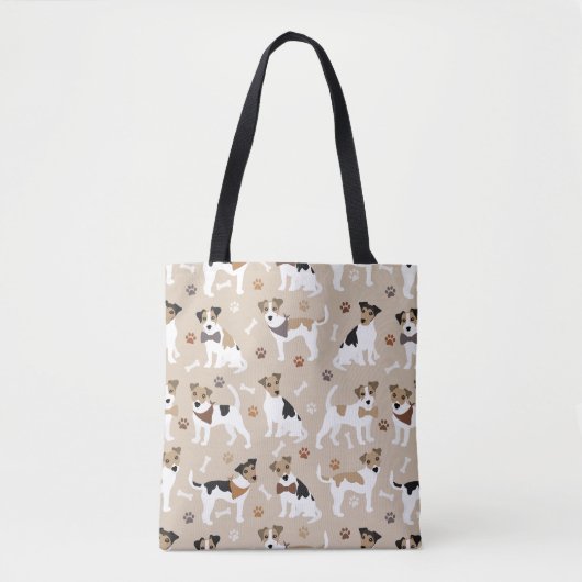 Jack Russell Terrier Paws en Botten Canvas tas (Voorkant)