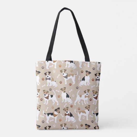Jack Russell Terrier Paws en Botten Canvas tas (Achterkant)