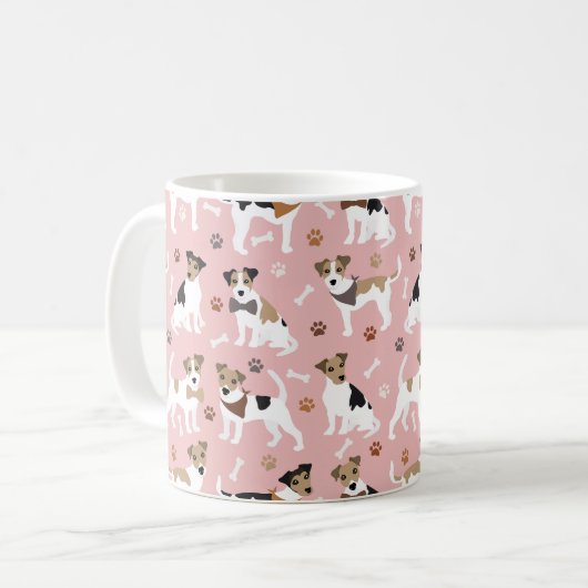 Jack Russell Terrier Paws et Bones Coffee Mug (Devant gauche)