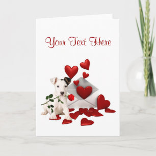 Jack Russell Terrier Red Rose Valentijn Design Feestdagen Kaart