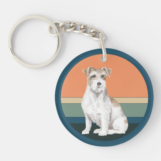 Jack Russell Terrier Retro Background Sleutelhange Sleutelhanger (Voorkant)