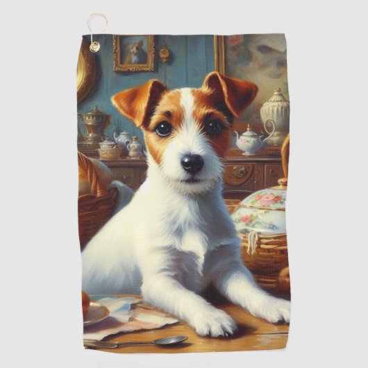  Jack Russell Terrier Schilderij Golfhanddoek (Voorkant)