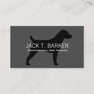 Jack Russell Terrier Silhouet Zwart op Grijs Visitekaartje