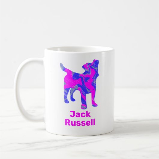 Jack Russell Terrier Silhouette Pink & Blue Koffiemok (Links)