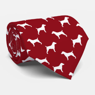 Jack Russell Terrier Silhouettes Pattern Red Strop Stropdas