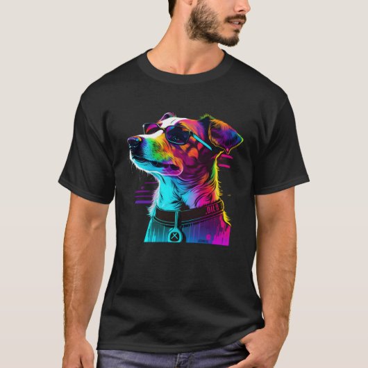 Jack Russell Terrier Synthwave  1 T-shirt (Voorkant)