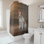 Jack Russell Terrier. Tekening Douchegordijn (In situ)