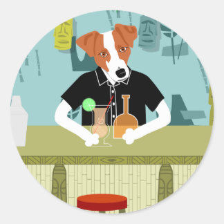 Jack Russell Terrier Tiki Bar Ronde Sticker