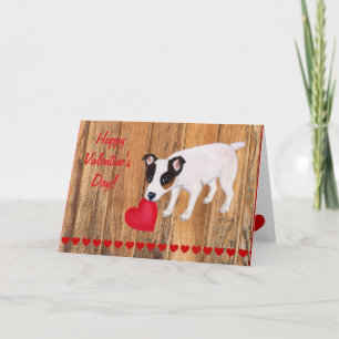 Jack Russell Terrier Valentijn Card Wood Feestdagen Kaart
