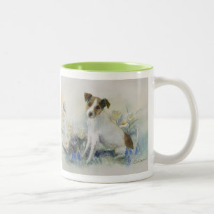 Jack Russell Terrier Waterverf Dog Painting Tweekleurige Koffiemok