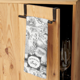 JACK RUSSELL Terrier Zwart Toile Theedoek