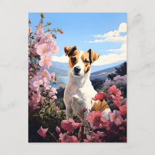 Jack Russell Terrier's Floral Haven Briefkaart
