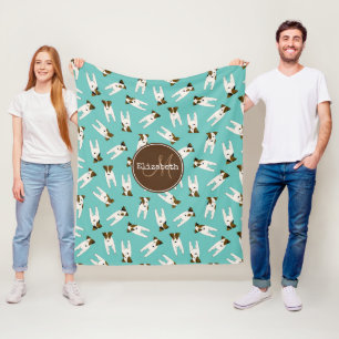 Jack Russell Terriers patroon licht turquoise of E Fleece Deken