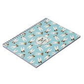 Jack Russell Terriers patroonblauw monogramma Notitieboek (Linkerzijde)