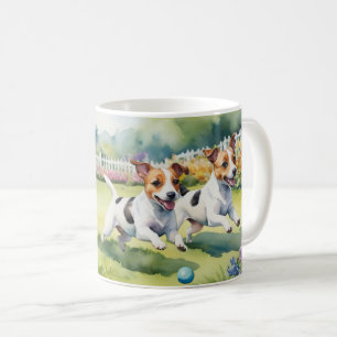 Jack Russell Terriers Speelse honden Waterverf Koffiemok