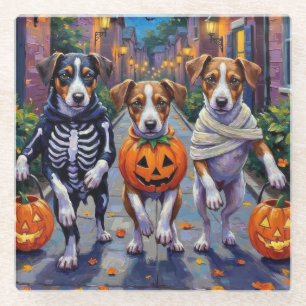 Jack Russell Trick-or-Treat Halloween Kostuums Glazen Onderzetter