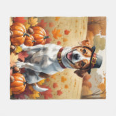 Jack Russell verlaat in de herfst de Thanksgiving Fleece Deken (Voorkant (Horizontaal))