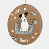 Jack Russell Xmas Keramisch Ornament (Links)