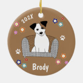 Jack Russell Xmas Keramisch Ornament (Achterkant)