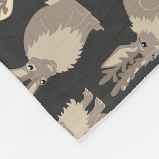 Jackalope Forest Funny Mythical Rabbit Print Black Fleece Deken (Hoek)
