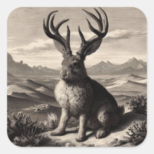 Jackalope  Illustratie Vierkante Sticker