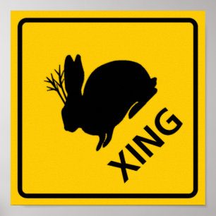 Jackalope kruising Highway Sign Poster